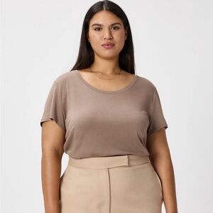Quince Cotton Modal Scoop Neck Tee Women's M Dark Taupe Closet Staple Normcore